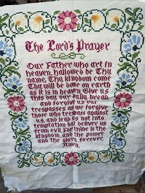 Vintage 1977 The Lords Prayer cross stitch
